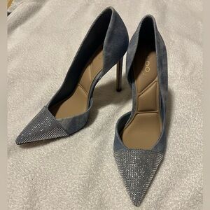 Aldo Elegant Gray Heels with Sparkling Accents